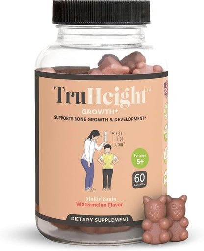 TruHeight Growth Gummies (Watermelon) Natural Growth & Development Supplement for Kids & Teens - Vitamin D, K, Calcium & Ashwaganda - Bone Strength Vitamins - Picky Eater Vitamin for Kids - Ages 5+